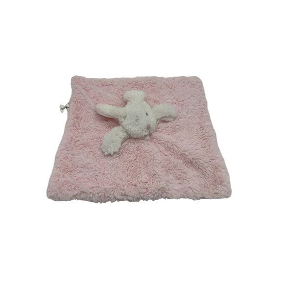 Blankets‎ and Beyond Pink Fluffy Lovey White Rabbit Baby Minky Security Blanket - Picture 1 of 6